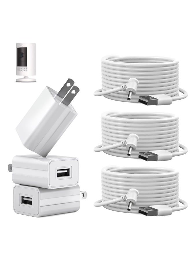 Ayotu 3 Pack 16ft/5m Charge Cable for Stick Up Cam Battery/Plug-in 3rd Gen/2nd Gen & Spotlight Cam Battery, 5V 1A DC Power Supply Adapter Without Worry Run Out of Power (NOT Include Camera), White - Image 1